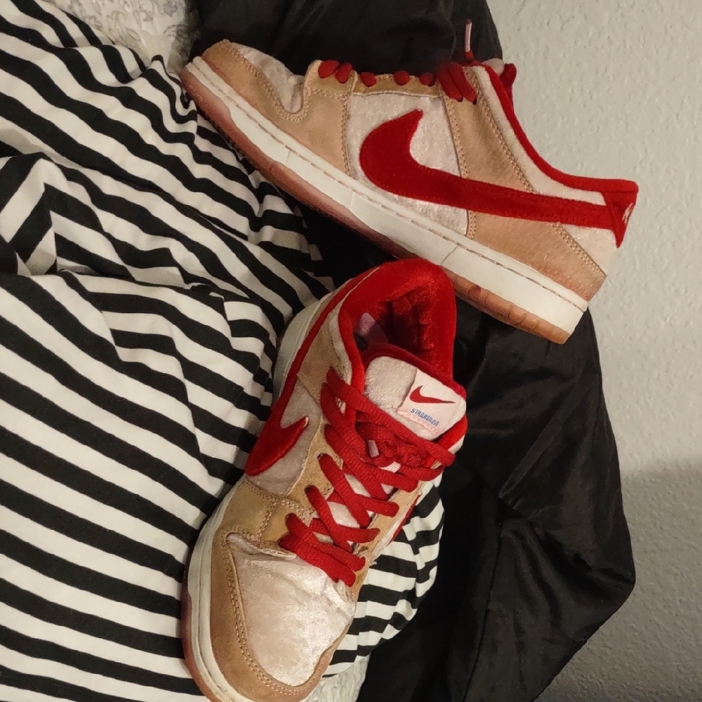 Red and Beige Sneakers